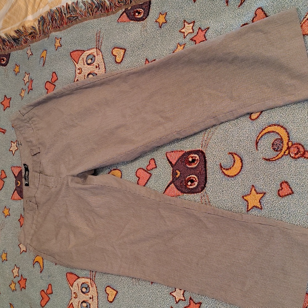 New York And Company Black And White Striped Trousers